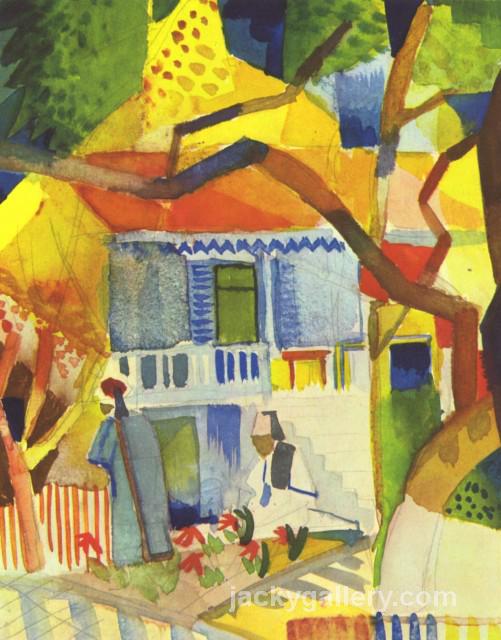 Courtyard of a Villa at St. Germain, August Macke painting